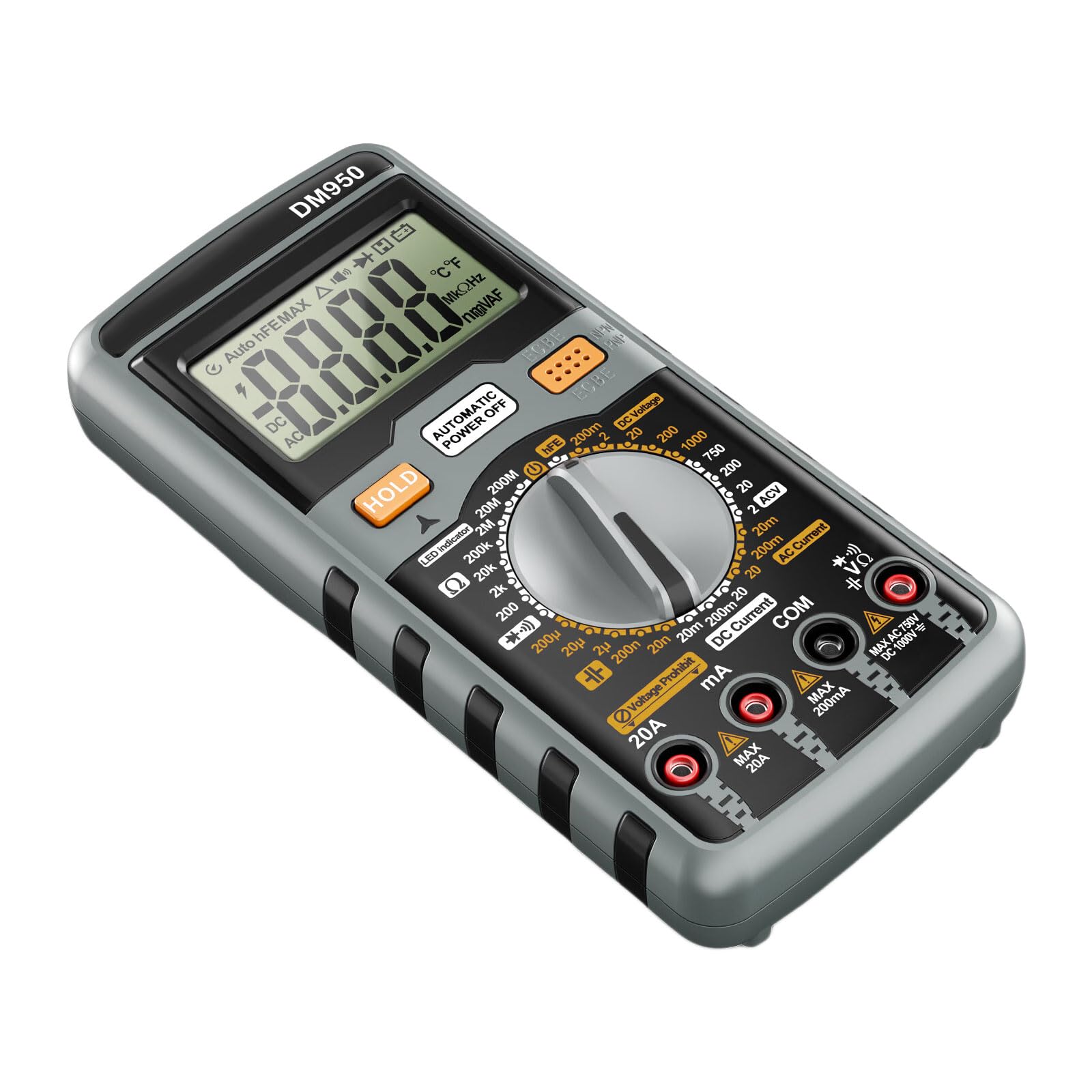 Hsyzygian Multifunction Digital Multimete Truerms Handheld High Precisions Tester Ncv Votage Current Resistance Handheld Digital Multimeter Backlights Ammeter Voltmeter Ohms Voltages Tester Meter For Electrican