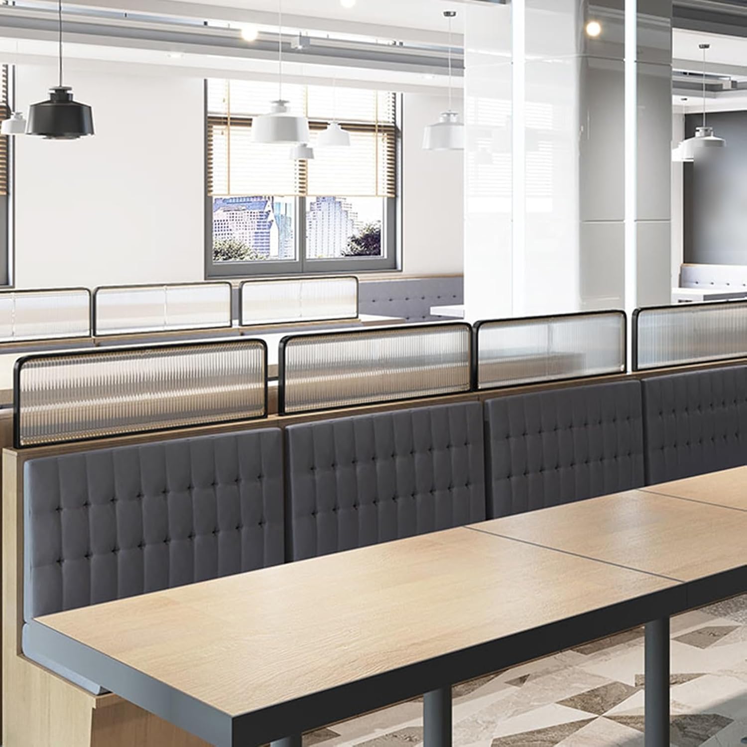 Stainless Steel Privacy Dividers for Dining Areas | Glass Partition Screens | Restaurant & Office Table Top Separators | Black Low Fence, 15.75"x47.24" (40x120CM)