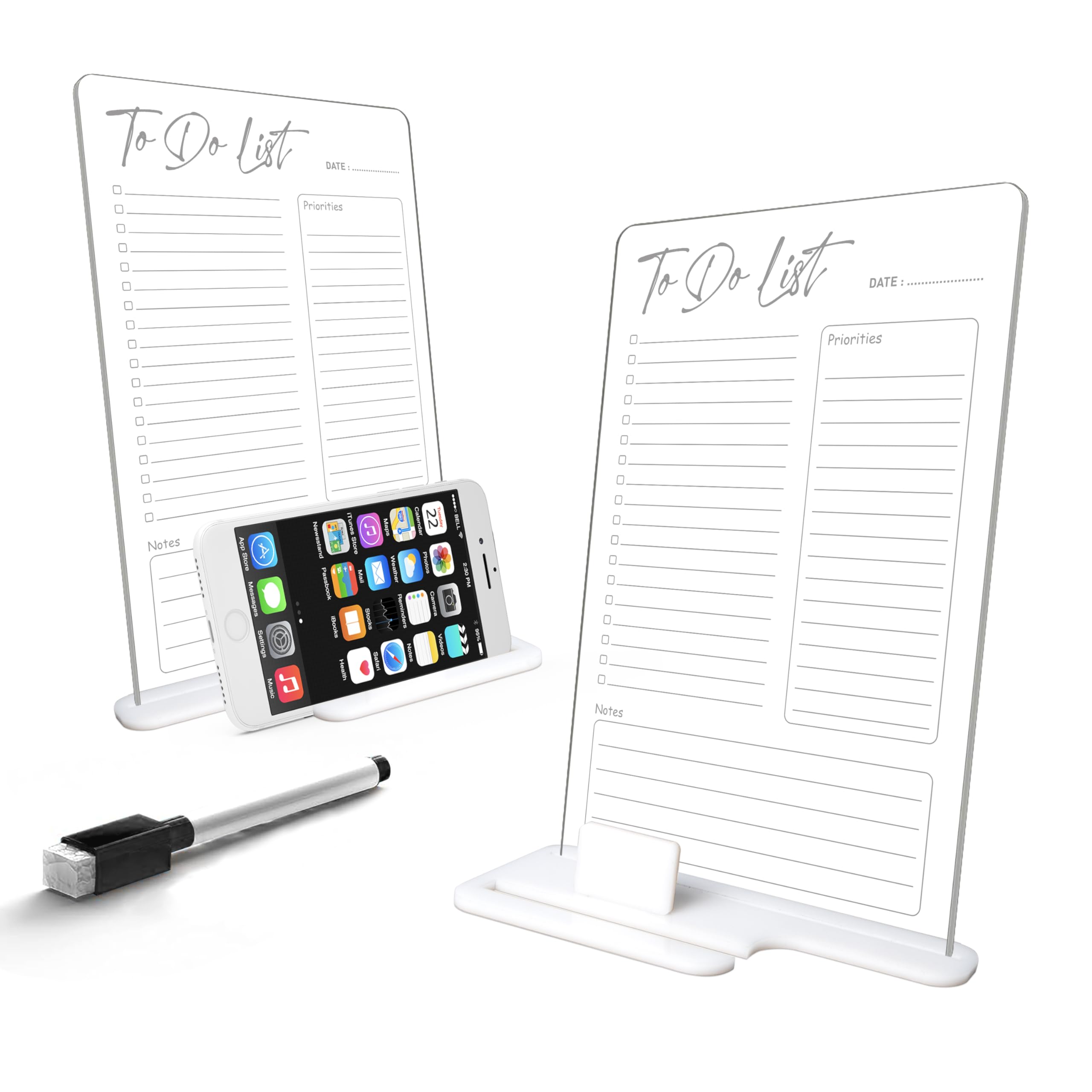 Clickedin Aesthetic to Do List Transparent Writing Acrylic Board for Office and Study Table, Daily Work Task (Size :- 24Cm by 16 Cm) Planner Board with Black Marker (To do list)