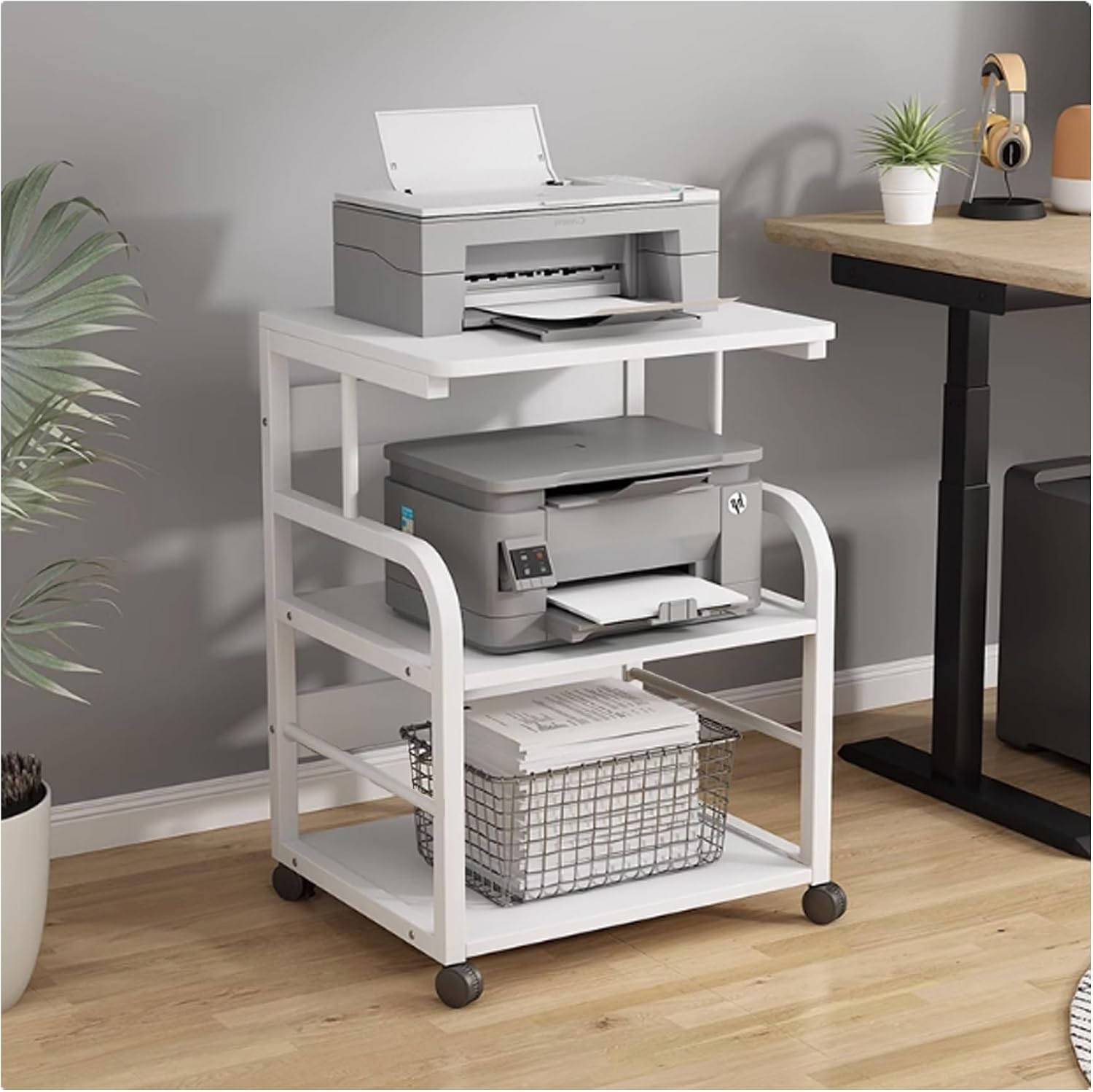 AV Media Storage Cabinet Multifunctional audio-video shelving Audio Tower Corner Shelf Entertainment Stereo Racks for Office Bedroom Recording Room(White)