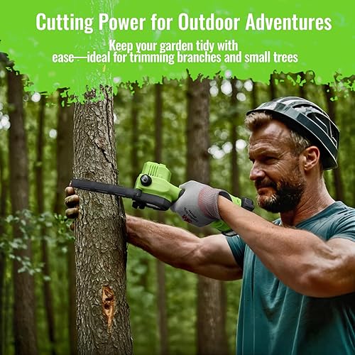 Miniatura 9 de DEHANTOOLS Motosierra Mini de 6 Pulgadas Inalámbrica, Sierra de Cadena Eléctrica Sin Escobillas con 2 Baterías de 2.0Ah y 3 Cadenas, Podadora de