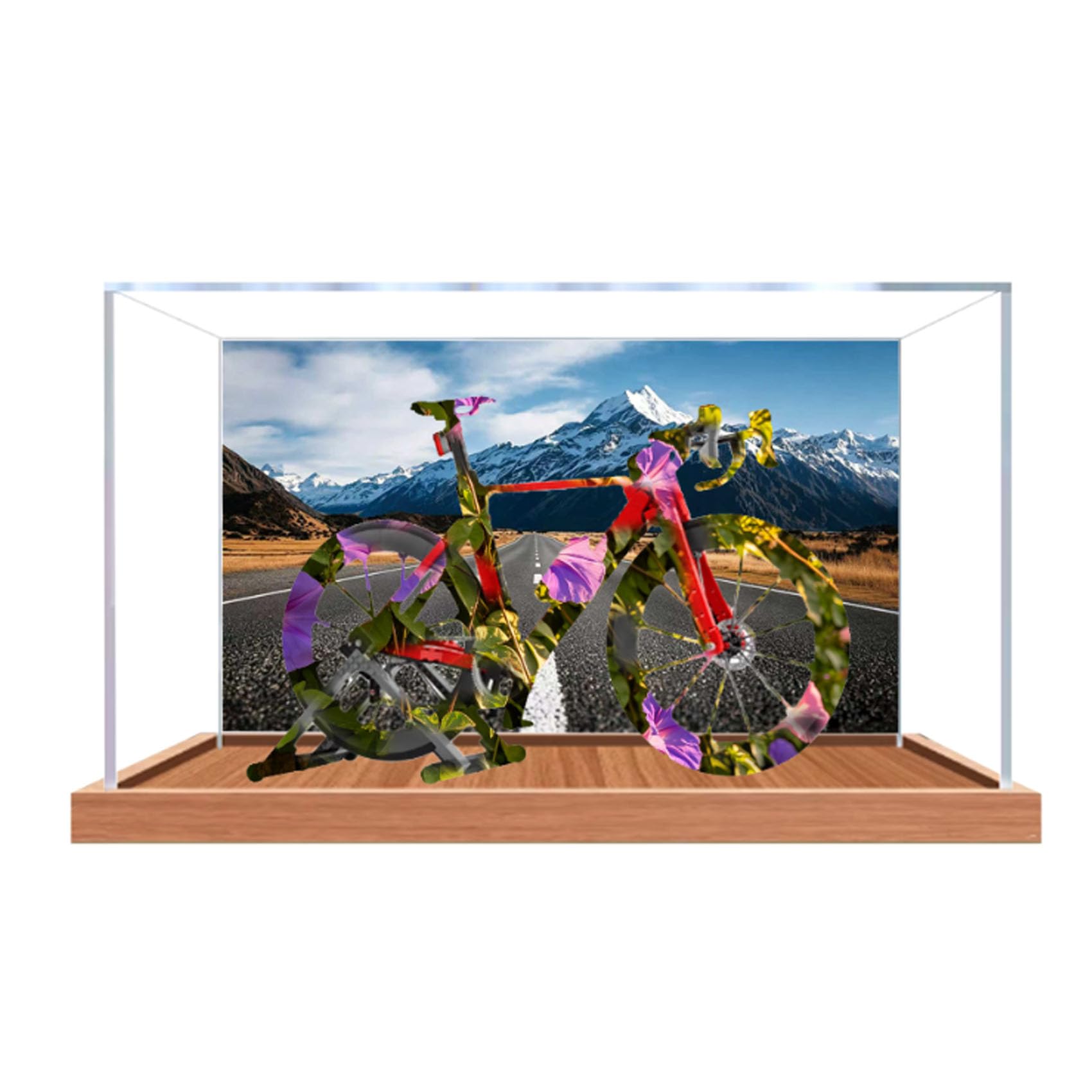 Acrylic Display Case for Le-go 11380 bicycle Model, Dustproof Display Box (display box only) (StyleB Background 3mm)