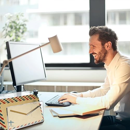 Miniatura 2 de Organizador de correo transparente, 2 piezas de acrílico vertical para archivos y cartas, para escritorio, sobre ligero y clasificador de facturas,