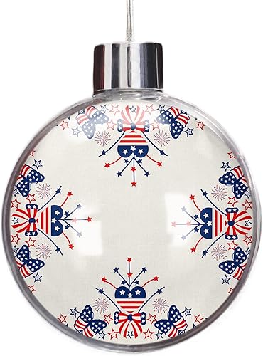 Adornos de bolas de Navidad 2022, bola transparente del 4 de julio, adorno de árbol de Navidad, inastillable, bandera estadounidense vintage,