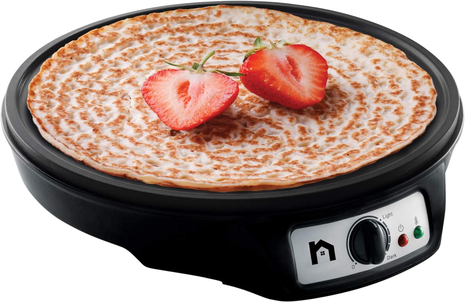 Electric Griddle & Crepe Maker w/Precise Temperature Control, 12" Non-Stick Grill Pan, Pancake Maker, Used for Omelets, Roti, Blintzes & Eggs, Includes Batter Spreader & Spatula