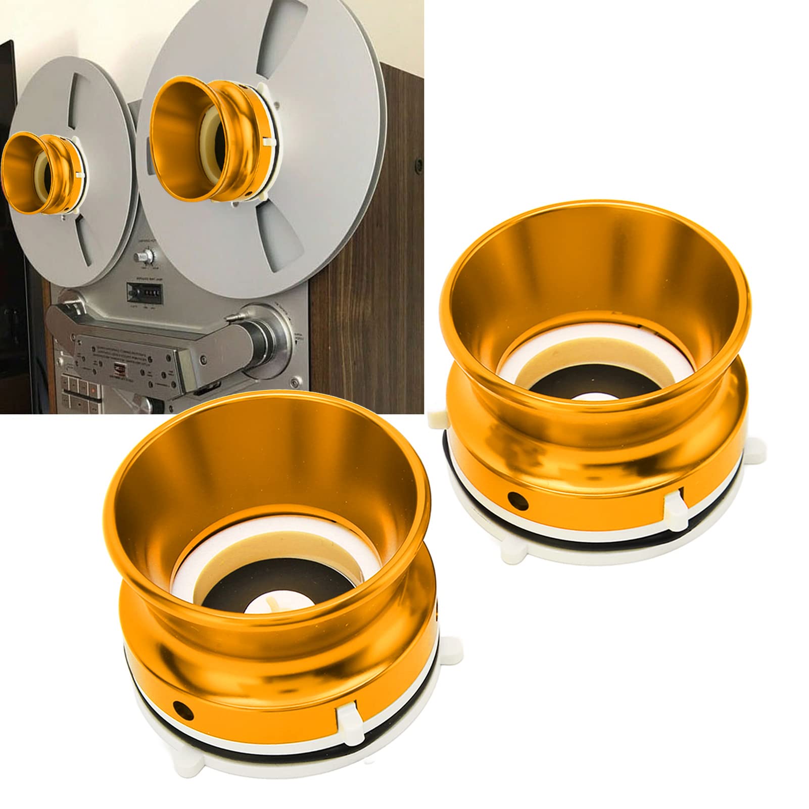 1 par de Adaptadores Nab Hub, para Studer ReVox, para Akai, para Dispositivo de Carga Universal Teac Abridor de Aluminio Pulido para Grabadoras de Cinta de Carrete a Carrete Oro