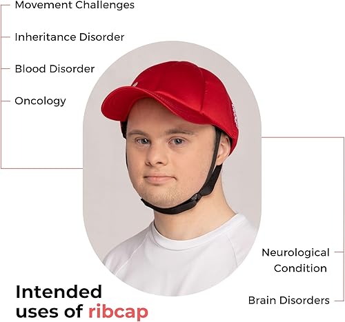 Miniatura 8 de Ribcap Gorra de béisbol de grado médico  Rojo  Tamaño S - M (circunferencia de la cabeza 20-23 pulgadas)  Casco suave para epilepsia  Casco