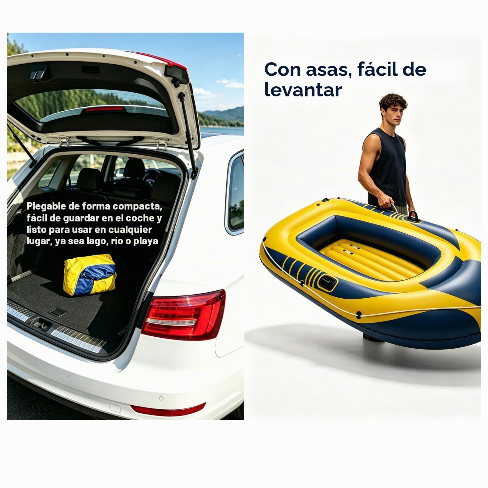 Kayak inflable de 234 cm para adultos – Estable, compacto y ligero, ideal para actividades de ocio en el agua, mares o fluviales