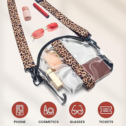Miniatura 5 de Vorspack Bolsa transparente aprobada para estadios  Bolso transparente de PVC transparente para mujeres, bolsa cruzada para eventos deportivos,
