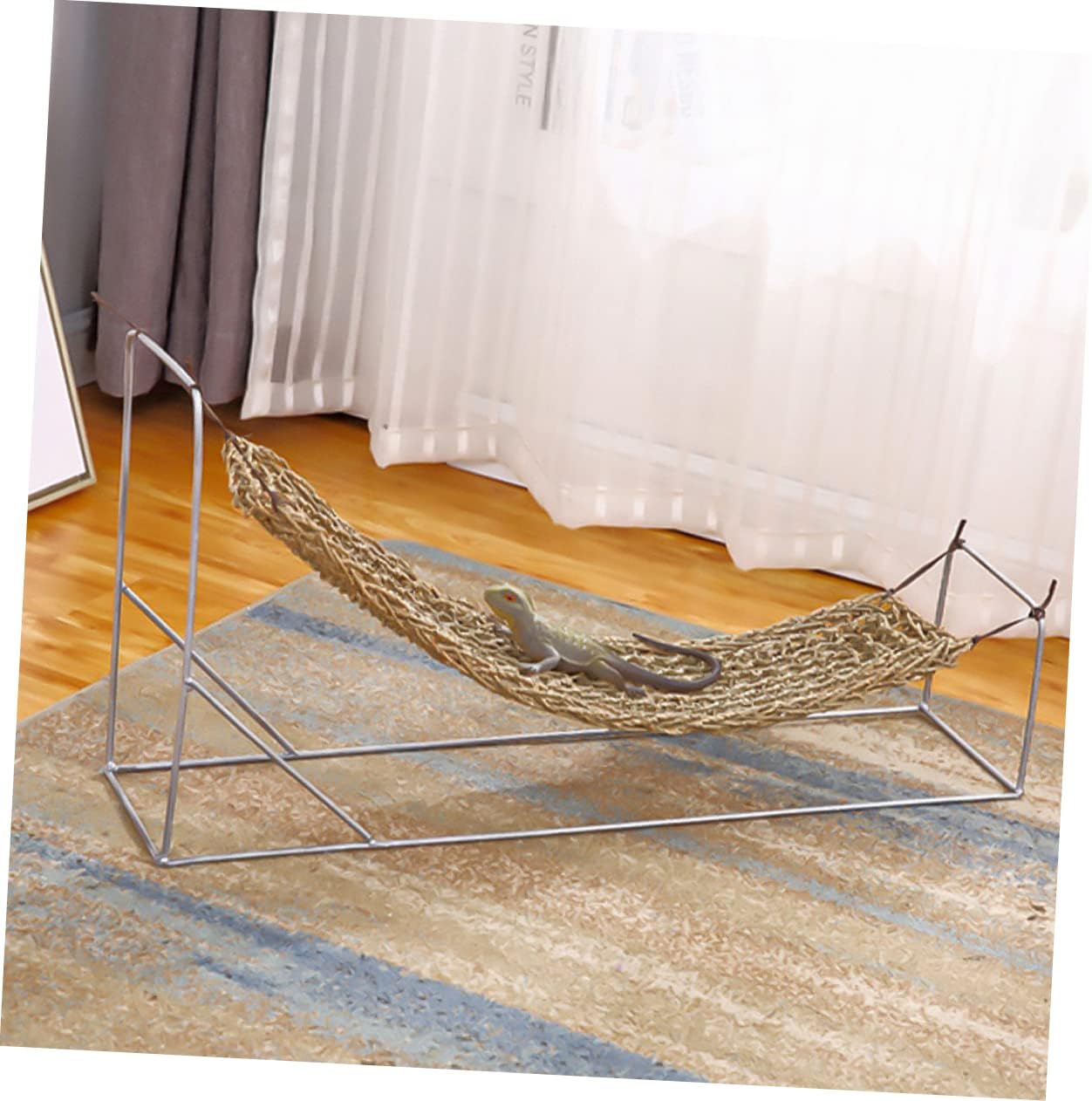 2pcs Reptile Lizard Hammocks Natural Seagrass Pet Beds for Lizards Snakes Geckos Iguanas Compact Hammock Toys Easy to Install Reptile Accessories No Cups