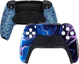 eXtremeRate Origin of Chaos Faceplate Touchpad & Texrued Blue Programable RISE4 Remap Kit Compatible with ps5 Controller BDM-010 BDM-020 - Controller NOT Included