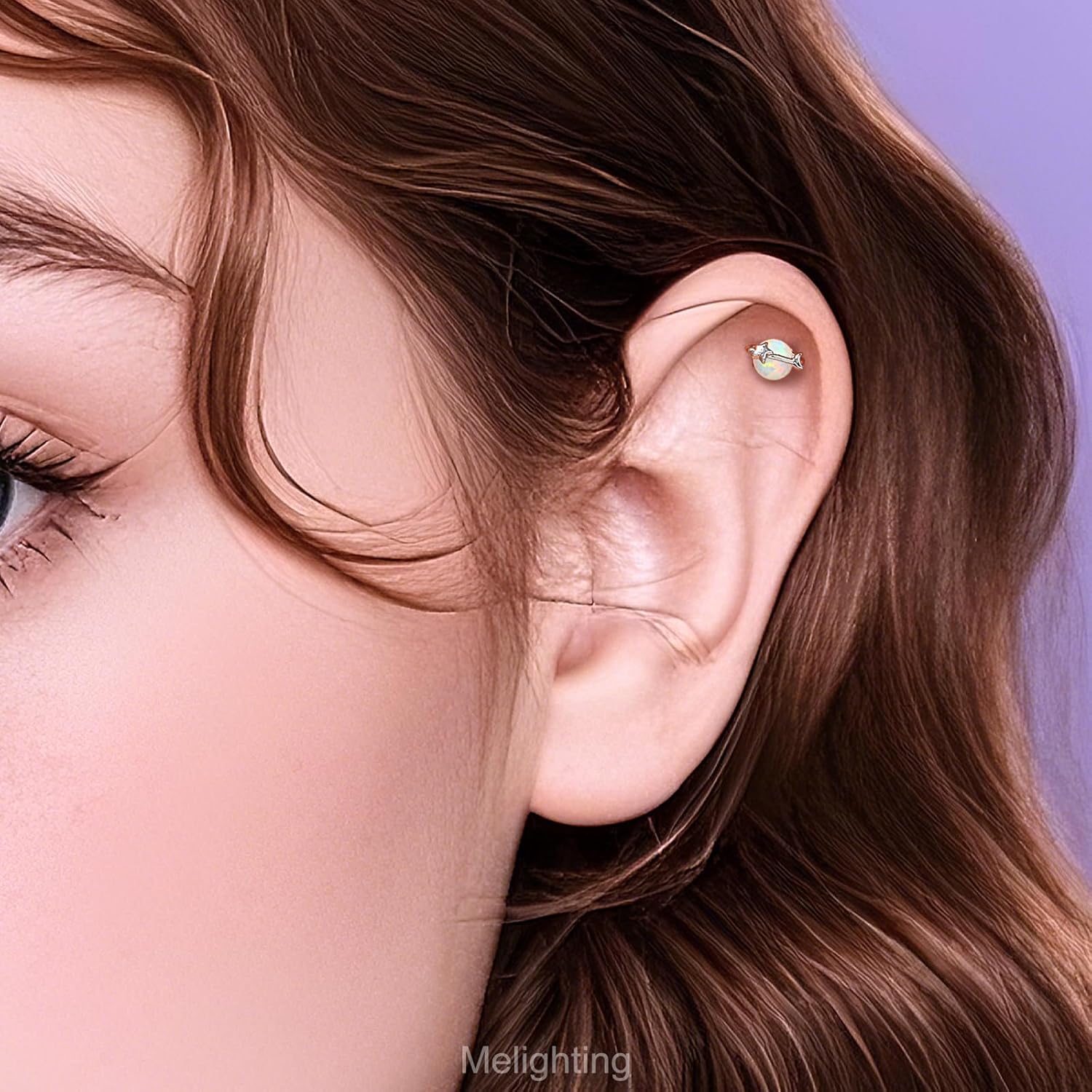 MeIighting 16G Internal Thread Tragus Piercing Jewelry Stainless Steel 316L Opal Helix Earring Planet Cartilage Lobe Labret Stud for Women 8 mm - Image 7