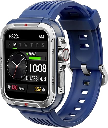 KEEPONFIT Reloj inteligente con respuestahacer llamadas, marco de metal de 1.8 pulgadas Alexa incorporado rastreador de fitness con IP68 resistente