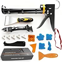 Doiaz Drip-Free Caulk Gun Kit with Remover Tool & Silicone Sealant - Pro Caulking Set for Showers, Bathrooms, Windows