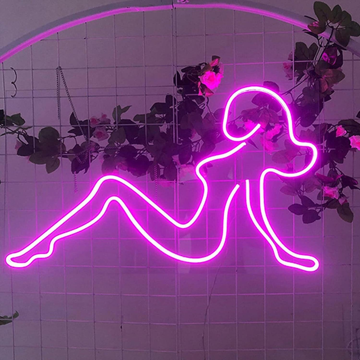 KIJyfgTR LED Neon Light Sign Neon Sign Beauty Famale Modeling Lamp, Personalized Neon Signs Led Neon Light for Bedroom Wedding Bar Party Store Logo Decor 60 * 30cm
