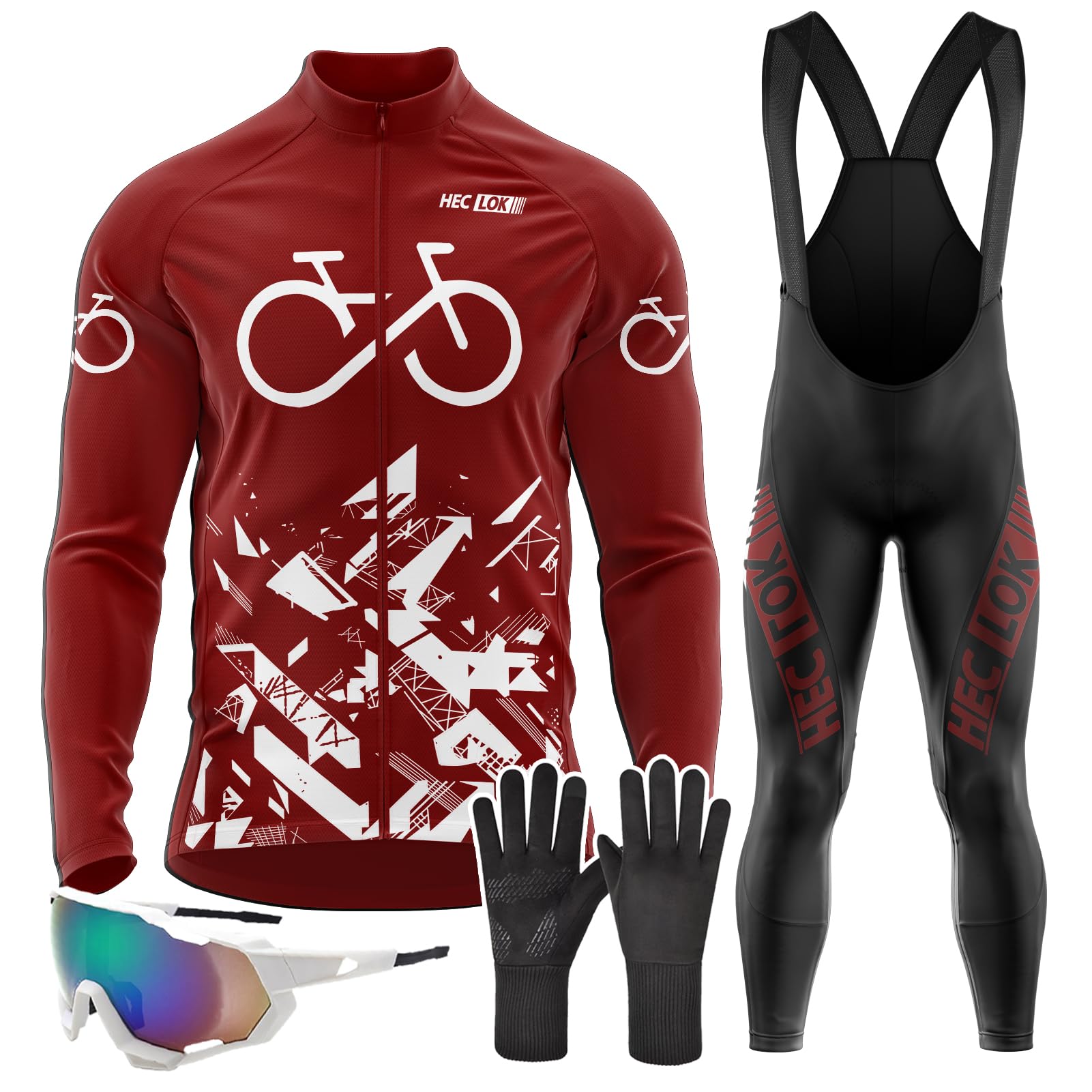 Traje Jerseys de Ciclismo para Hombre,Conjunto Ropa de Ciclo Manga Larga,Conjunto Ciclismo Hombre Manga,con Pantalón Acolchado de Gel 9D Y Culotte con Tirantes