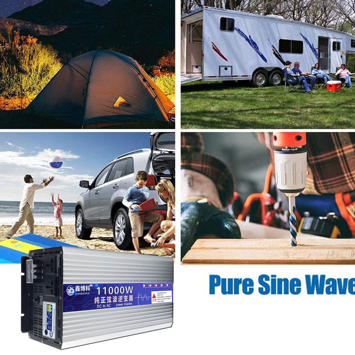 11000W czysta fala sinusoidalna falownik DC 24V/48V/60V do AC 220V przetwornica napięcia wysokowydajne przetwornice prądu stałego do lodówki, pralki, urządzenia do gotowania ryżu,48V