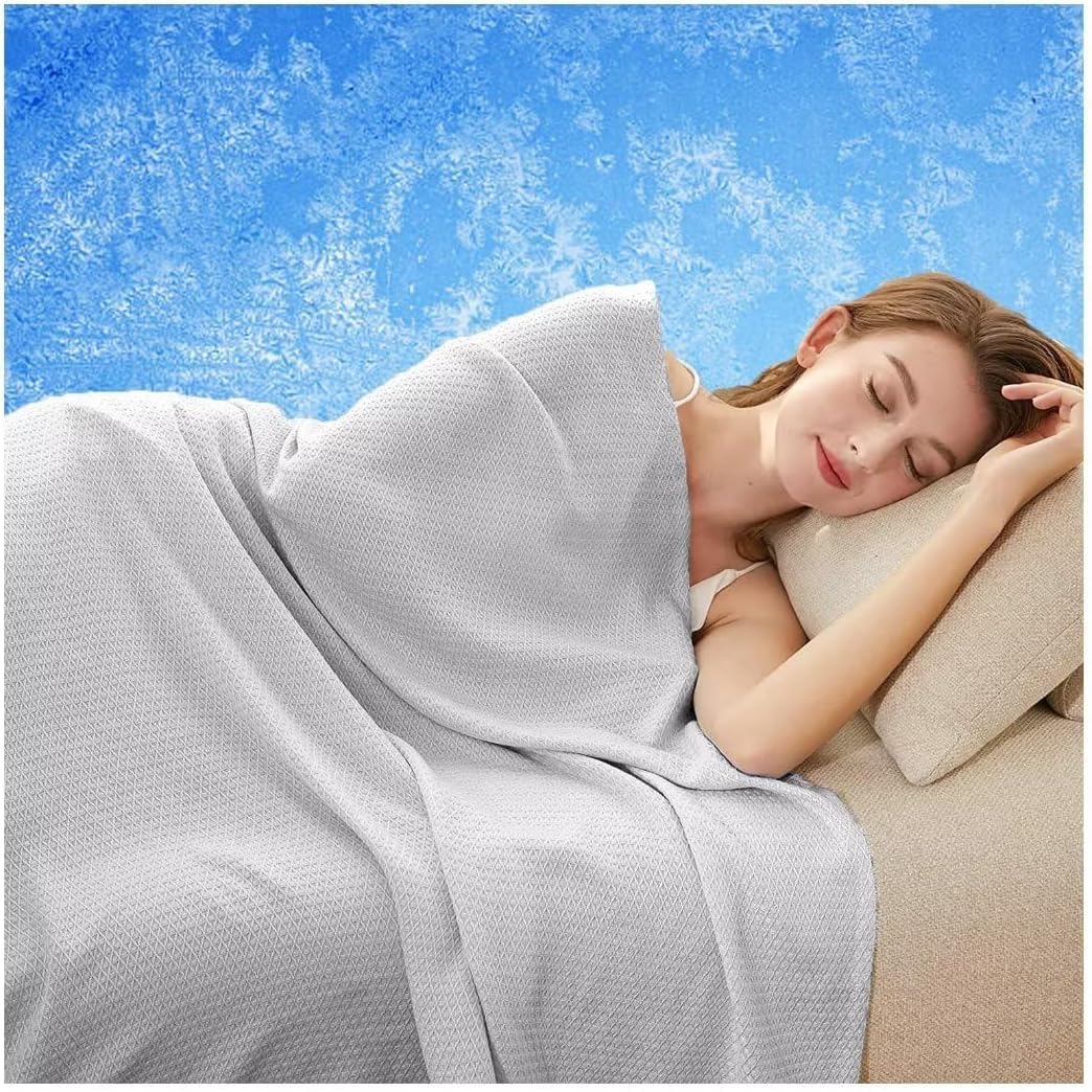 SHAIRMB Cooling Blanket, Summer Blanket, Double-Sided, Thin, Lightweight, Breathable, Soft Cooling Blanket, Absorbs Body Heat, Sweat-Absorbing Cooling Duvets for Sleeping, Blanket,gray,100 * 120cm