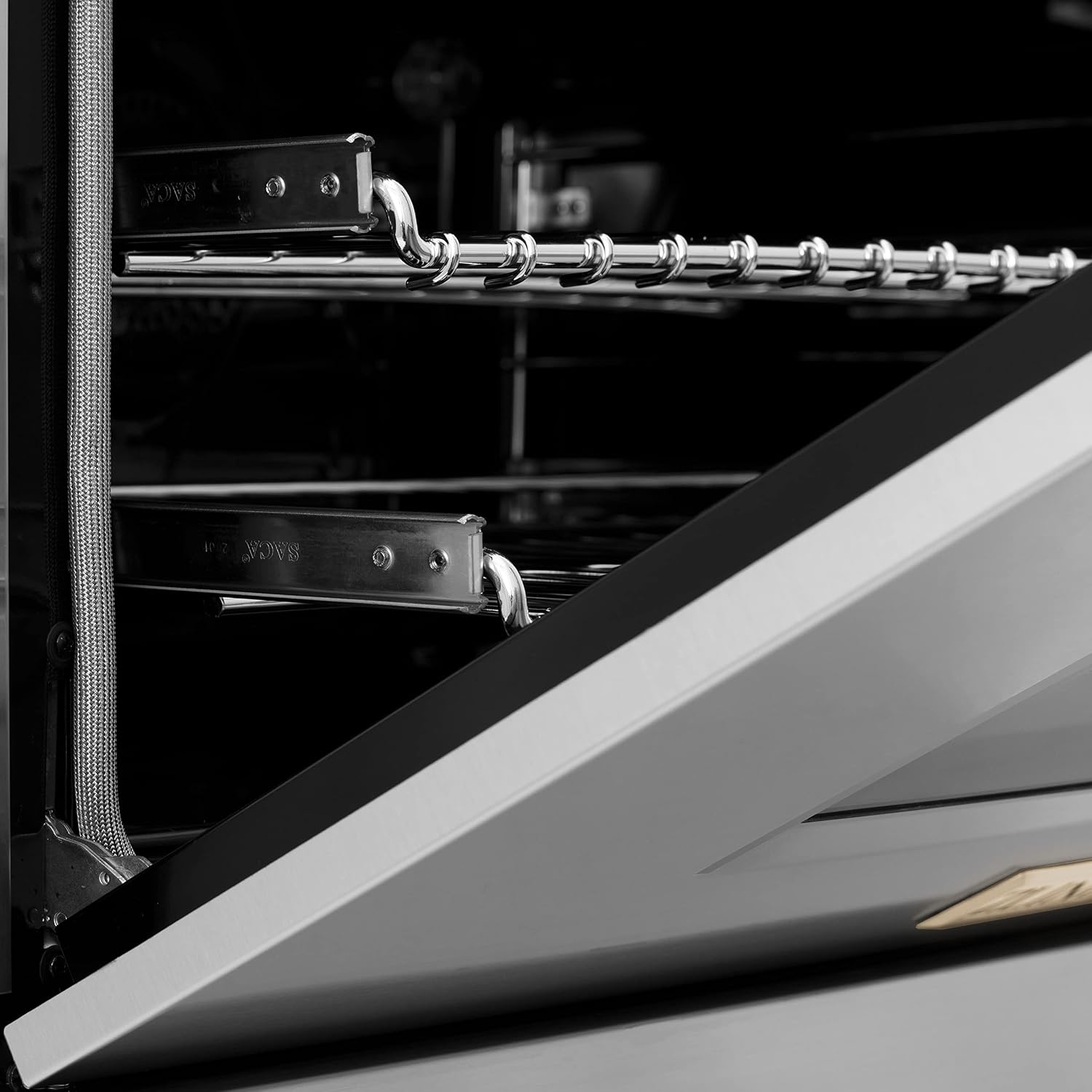 ZLINE Kitchen and Bath Autograph Edition 24 in. 4 Burner Single Oven Gas Range with Polished Gold Accents in Stainless Steel RGZ-24-G