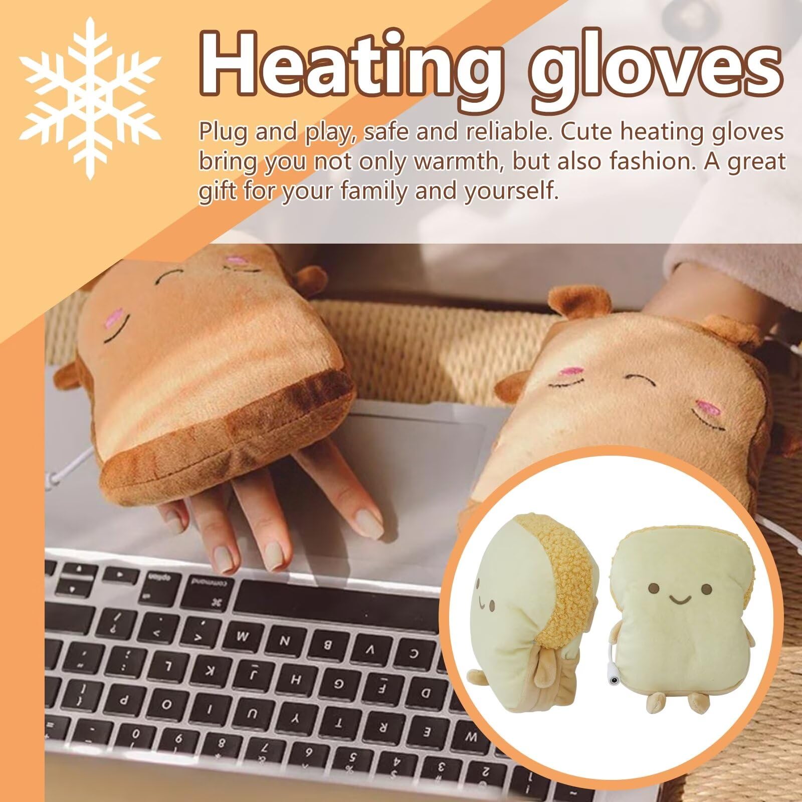 Misimain USB Heated Gloves Cute Winter Hand Warmers,Half Wearable Fingerless 5V USB Powered?USB Charging Warm Heating Mittens for Women Men Children (C)