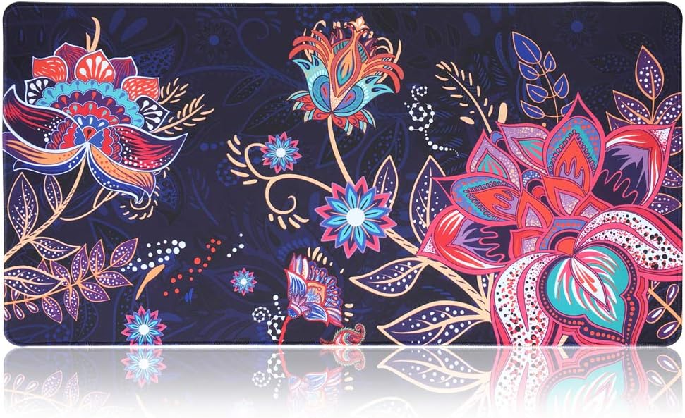 SANFORIN Extra Large Mouse Pad - Flower Design Gaming or Desk Mouse pad - 31.5" x 15.7"x0.12''(3mm Thick)- XXL Protective Mouse Keyboard Desk Mat for Computer/Laptop - Bohemian