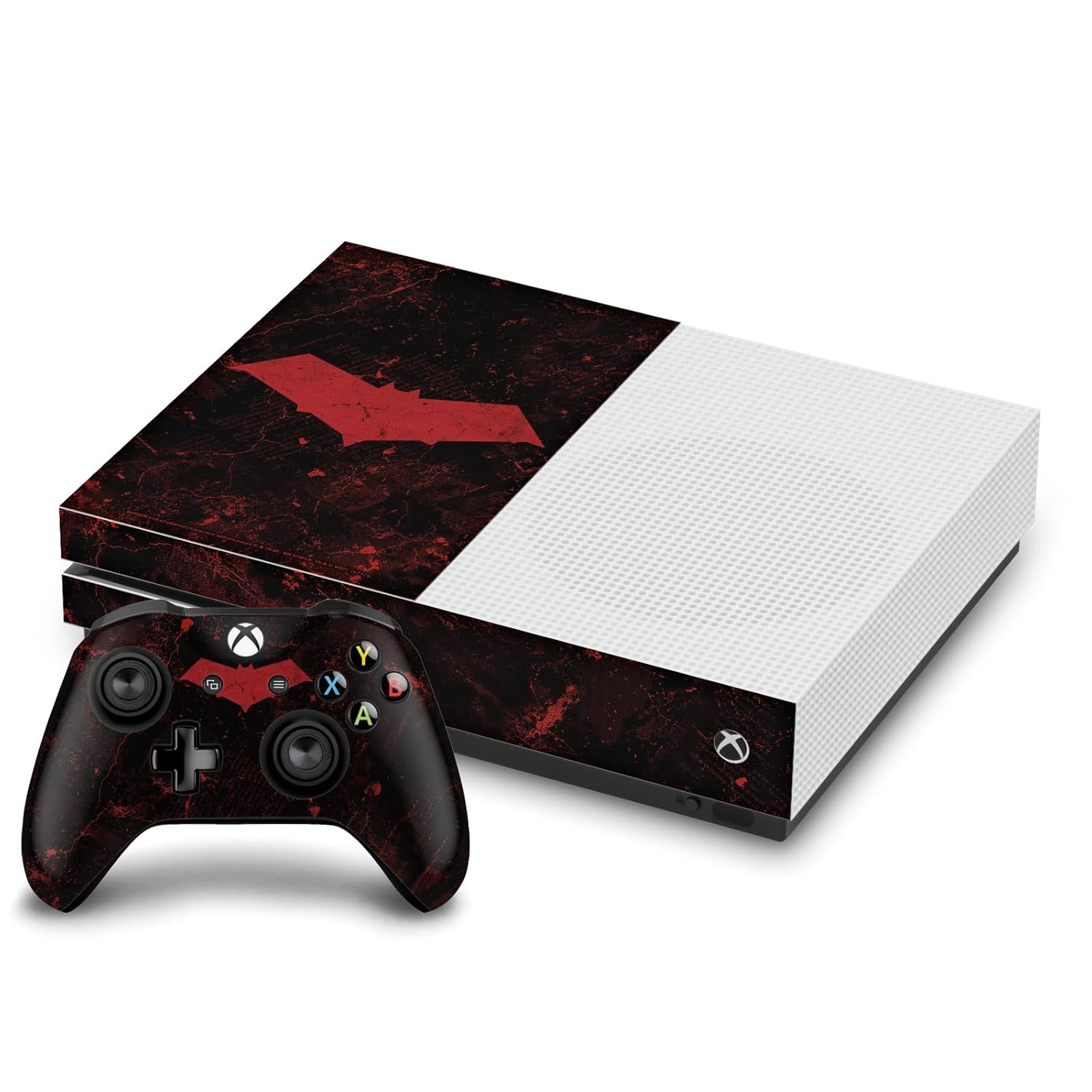 Head Case Designs Officially Licensed Batman DC Comics Red Hood Logos And Comic Book Vinyl Sticker Gaming Skin Decal Cover Compatible With Xbox One S Console and Controller Bundle