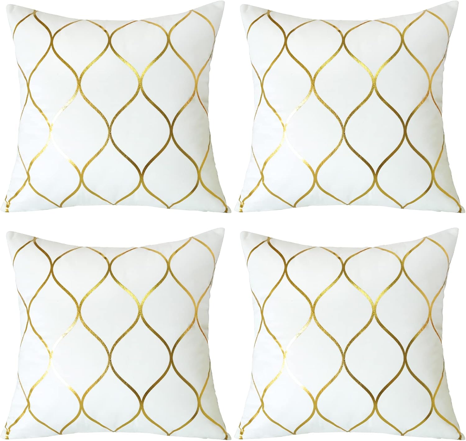 OTOSTAR Set of 4 Gold Decorative Throw Pillow Covers 18x18