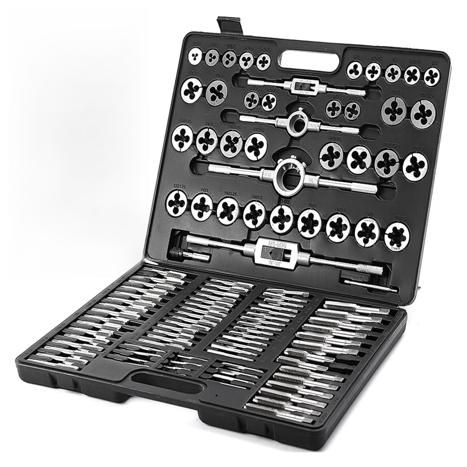 86pcs 110pcs Tap and Die Set, Tungsten Titanium Steel Manual Threading Tool with Wrench Screwdriver for Repairing and Cutting,High Stability(110PCS)