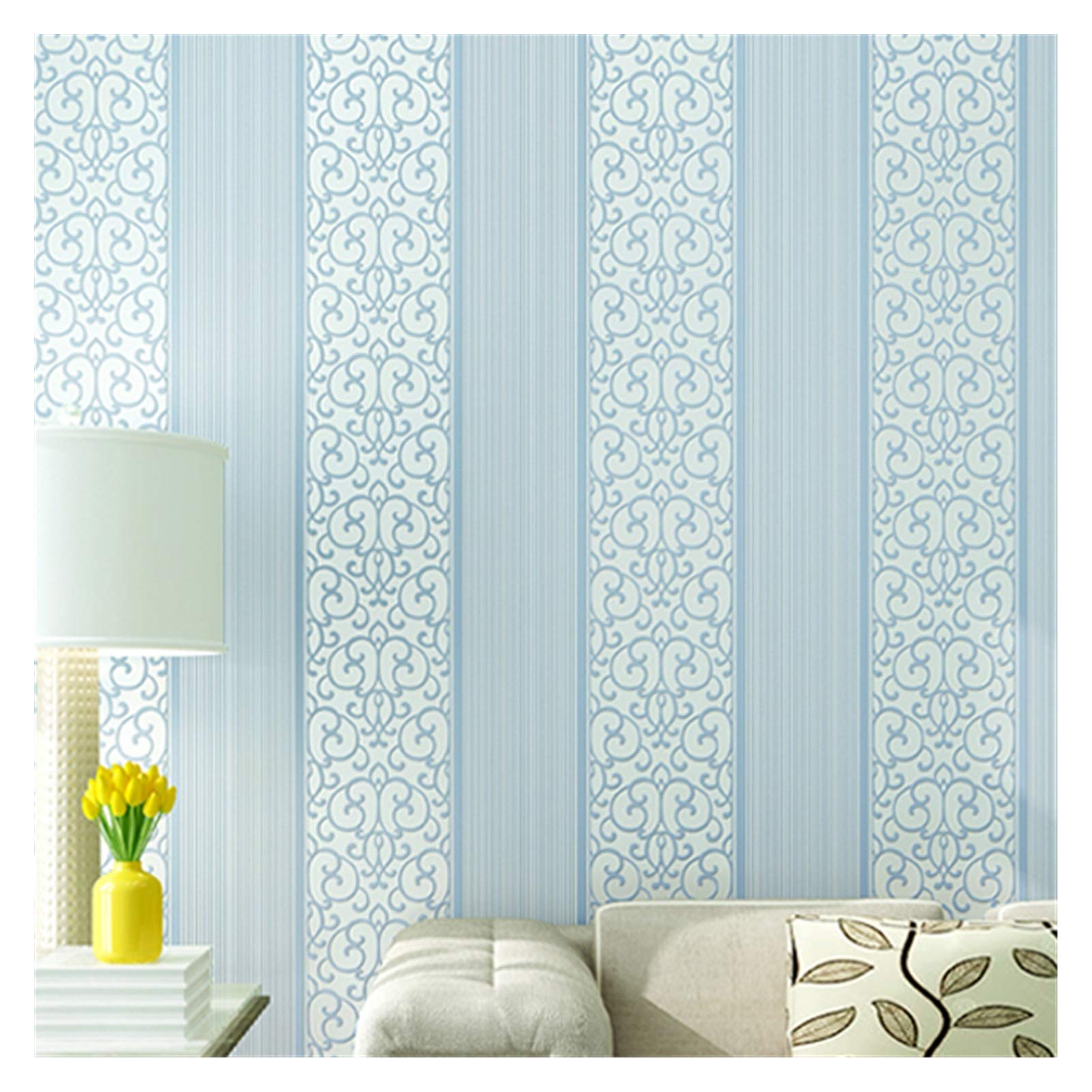 Carta da parati Carta Da Parati Autoadesiva Non Tessuta, Blu Verticale Modello 3D Camera Da Letto Sfondo TV Sfondo Wall Sticker, Fai Da Te Wallpaper Con Linee Di Taglio, 0,53x9m / 20.86x354.33"