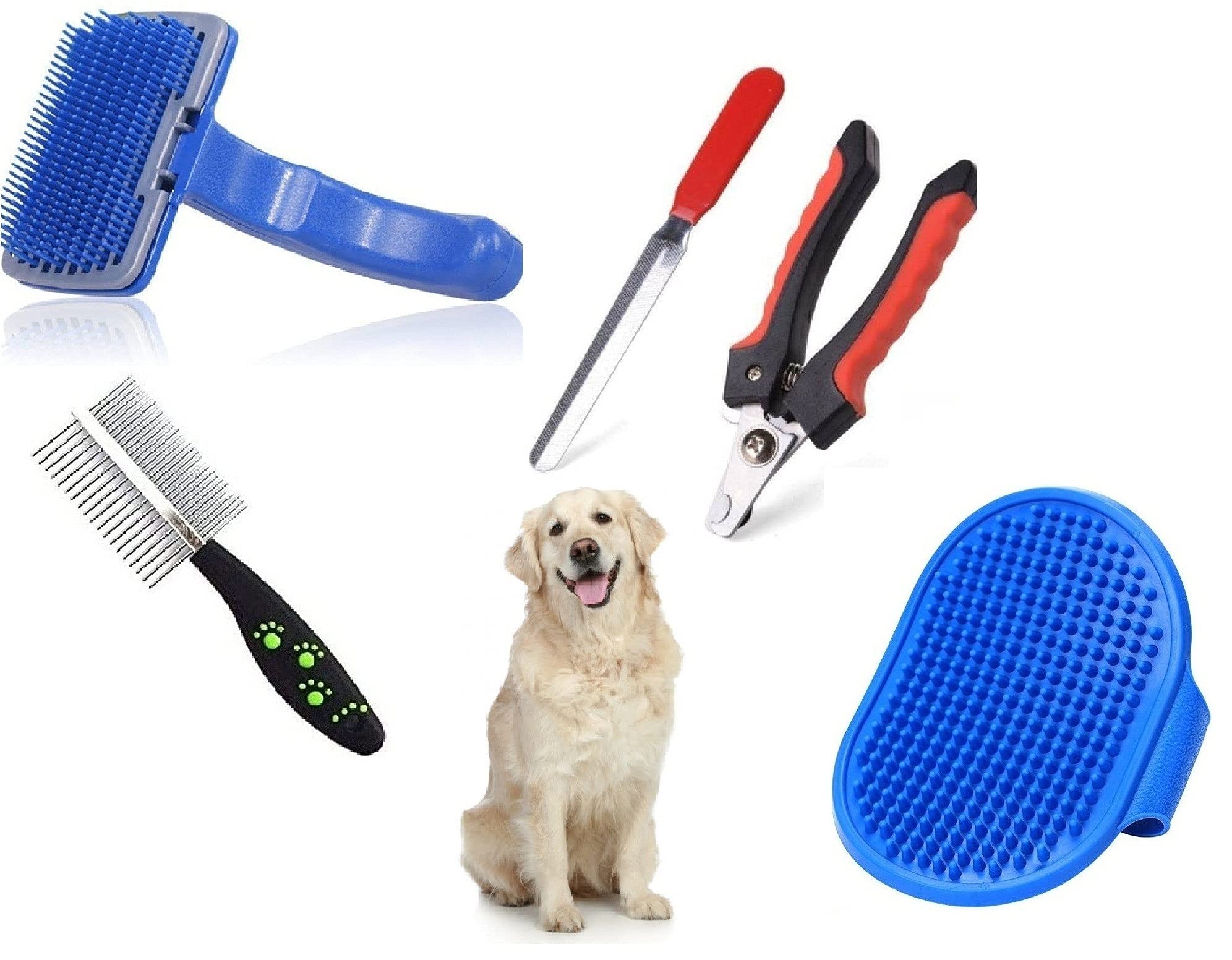 Hachiko (Combo of 4) Imported Pet Slicker +Hair Comb + Nail Clipper + Bath Gloves Grooming Kit for All Pets Dog, Cat, Rabbit, Hamster (B09GM92RF5) Amazon Price History, Amazon Price Tracker