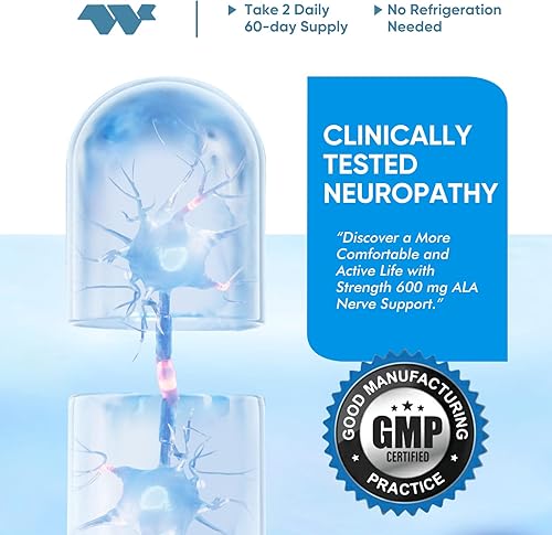 Miniatura 7 de Salvador de nervios para neuropatía  Suplemento de ácido alfa lipoico de 600 mg para dedos, manos, dedos de los pies y pies  120 cápsulas