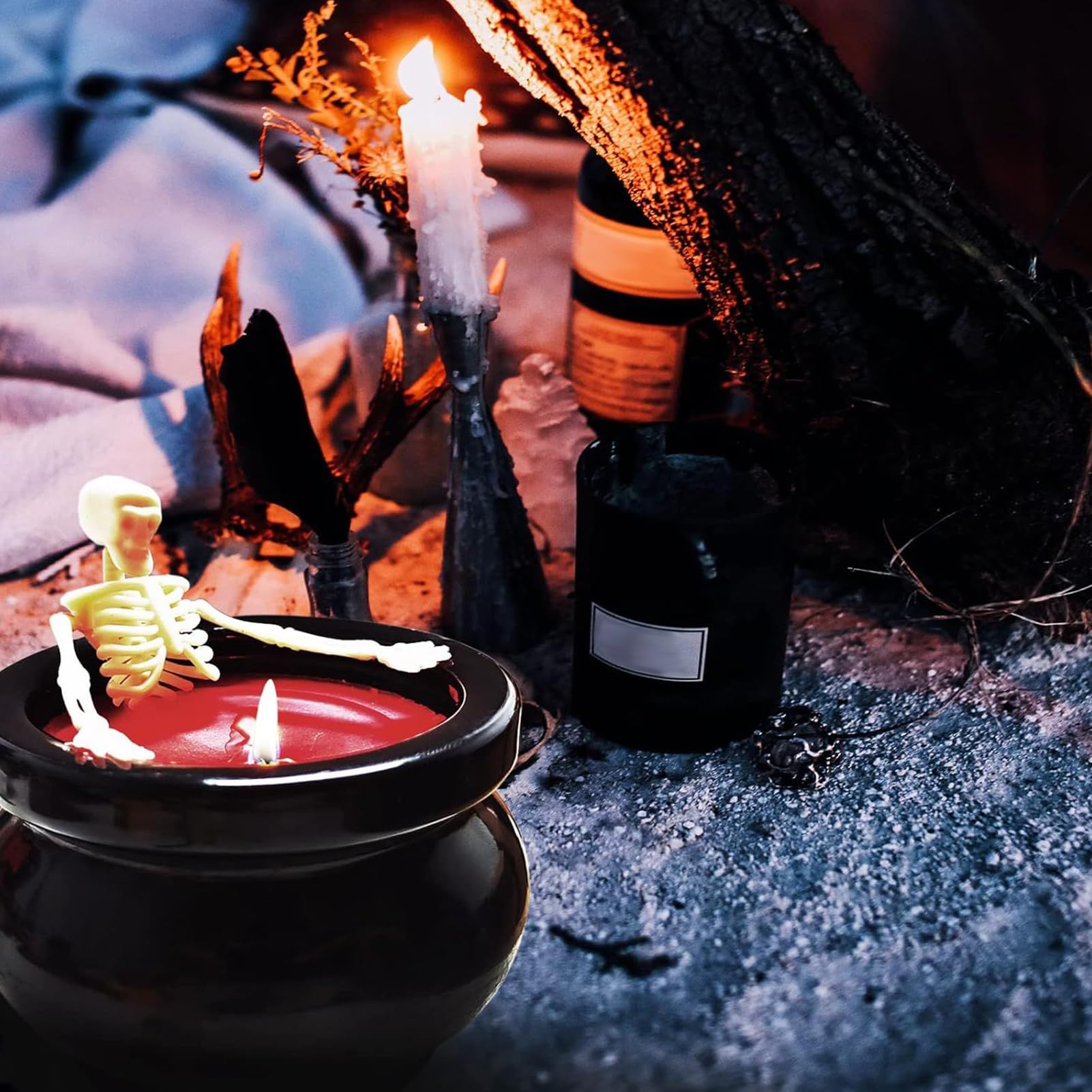 Upiorne Świece Straszne Świecące Długotrwałe Dekoracje | Halloween Dekoracje Świece Szkielet Straszne Dekoracje Do Wnętrz na Stół, Kominek, Półkę, Biurko, W Wiejskim, Dla Kobiet i