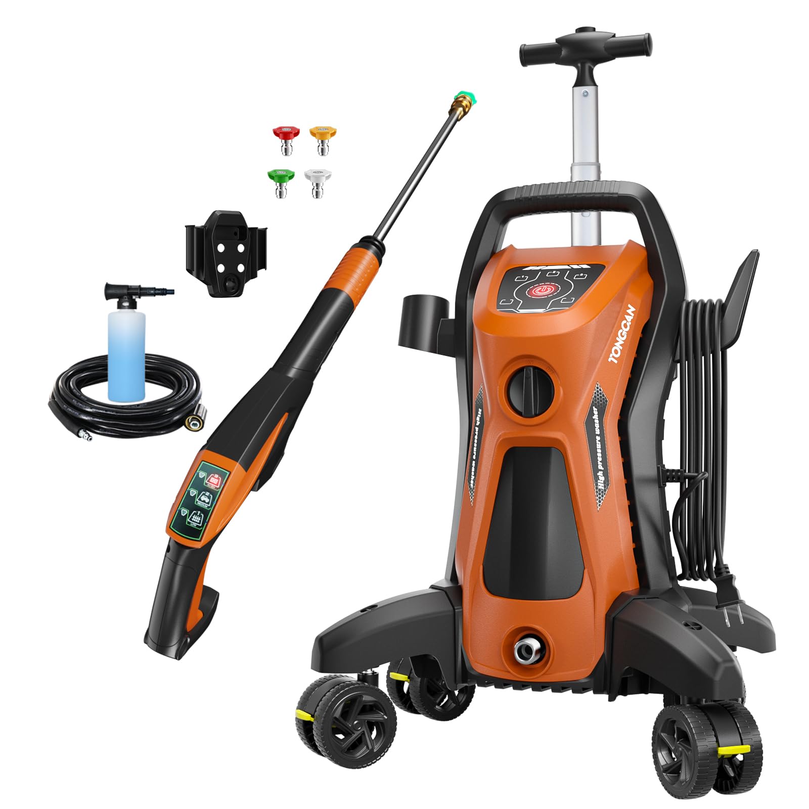 Electric Pressure Washer 5000 PSI 3.2 GPM Power Washer Electric Powered with Upgrade Spray Handle Smart Control and 4 Anti-Tipping Wheels for Effortlessly Cleaning Orange