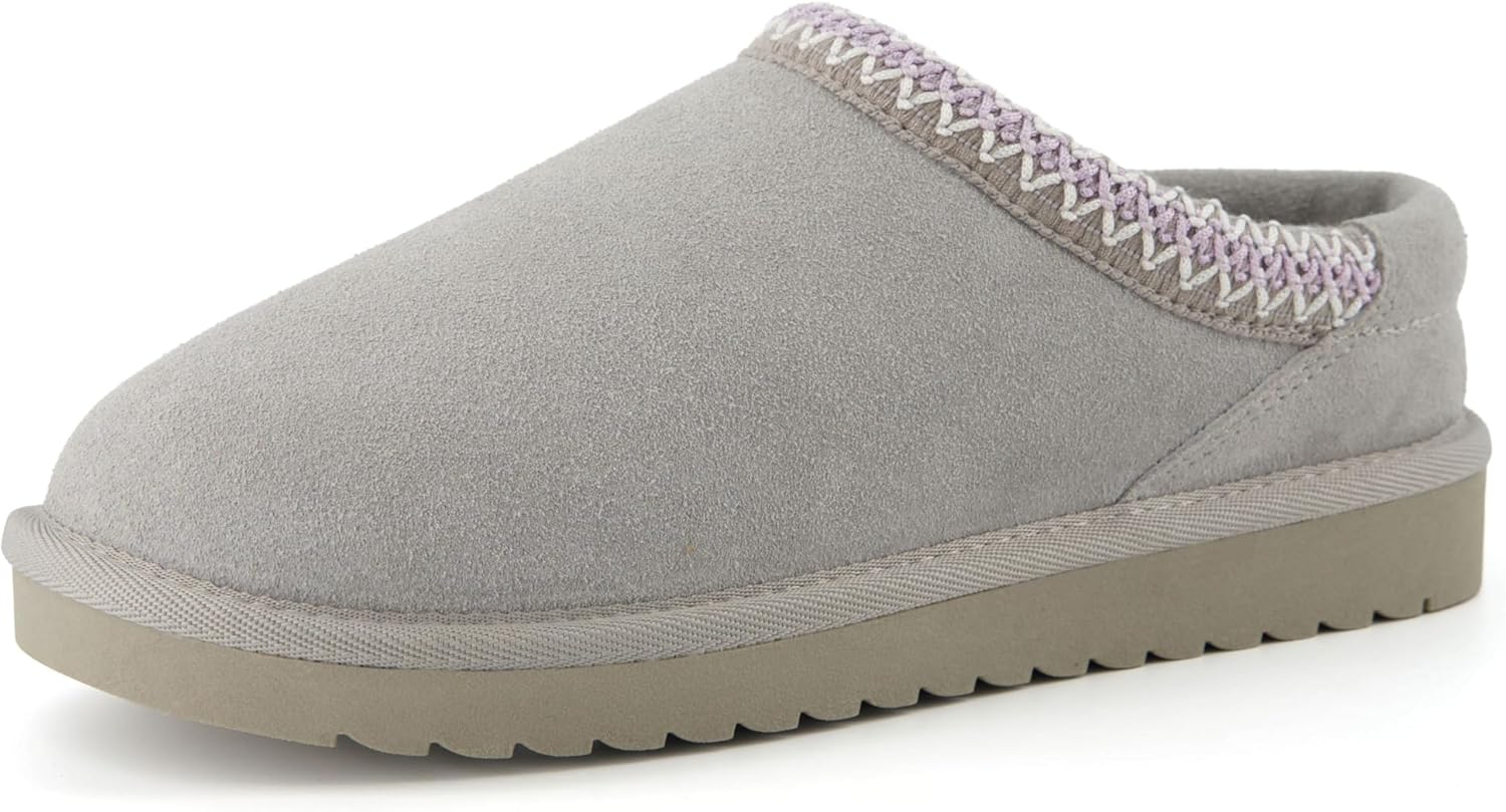 CUSHIONAIRE Keto Genuine Suede Leather Kids Slippers for Boys and Girls – Cozy Slip-On Mule House Shoes with Faux Fur Lining, Cushioned Memory Foam Comfort - Image 9