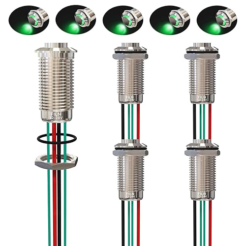 Miniatura 4 de FILN 5 interruptores de botón de metal de cabeza alta de 0.472 in, 12 V, 24 V, rojo, verde, amarillo, azul, blanco, con pestillo para automóvil,