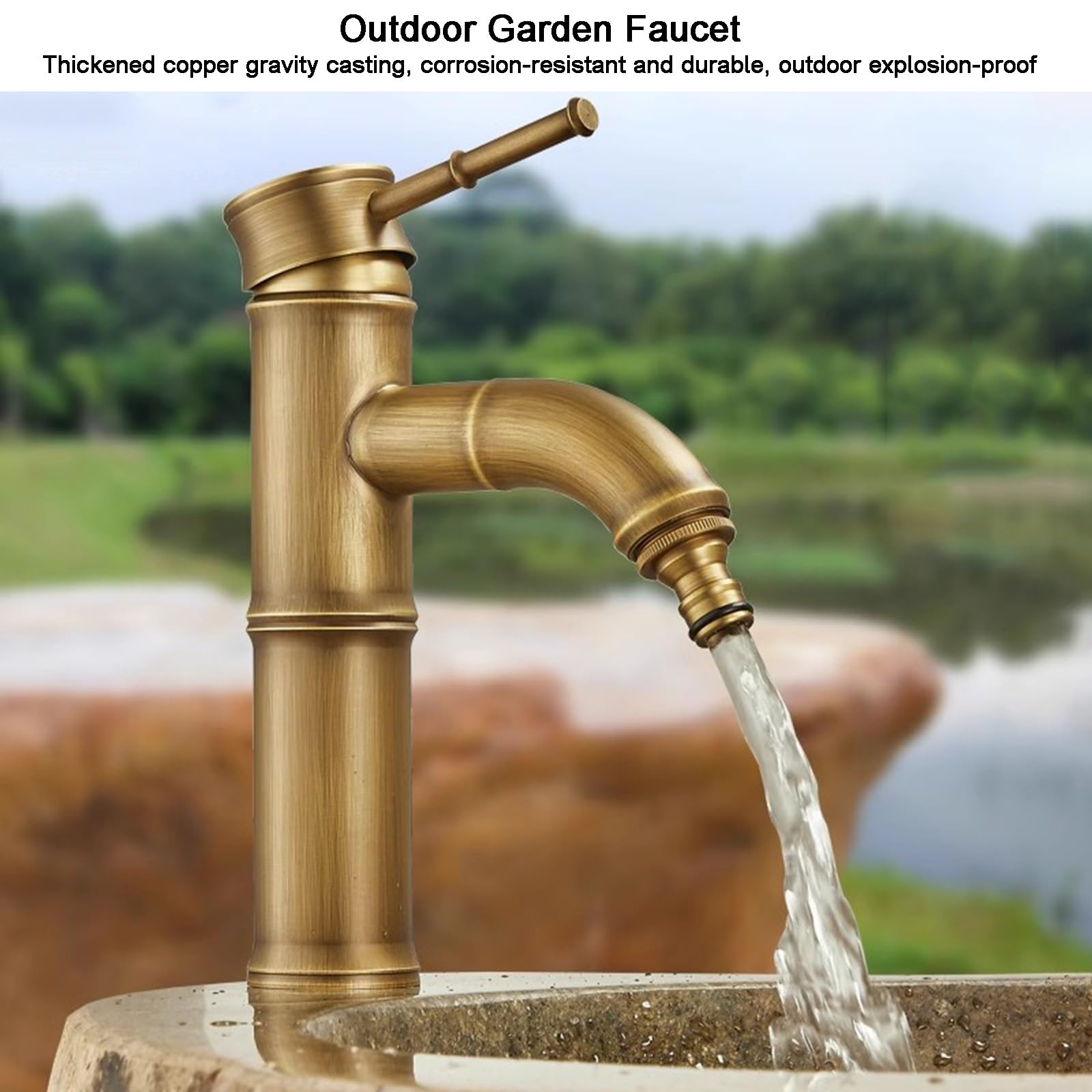Rubinetto da Giardino, Fontana da Esterno, con Maniglia Liscia, Uscita Acqua Antispruzzo, per Irrigazione e Innaffiamento(21cm/8in)