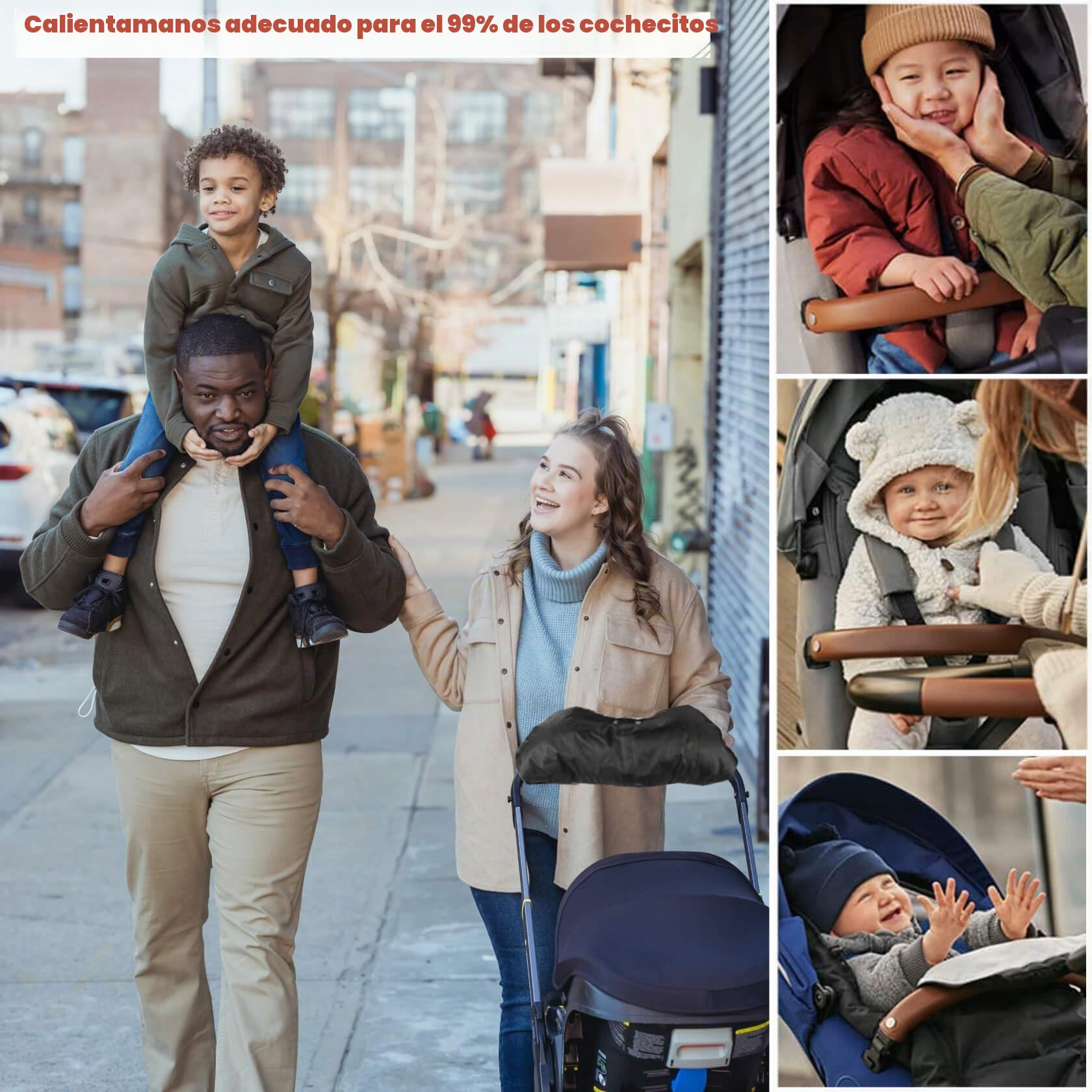 Calentador de manos para cochecito de bebé, tamaño universal, accesorio para cochecito, manguito con franela cálida, guantes de manopla para impermeable y resistente al viento, mantiene las manos