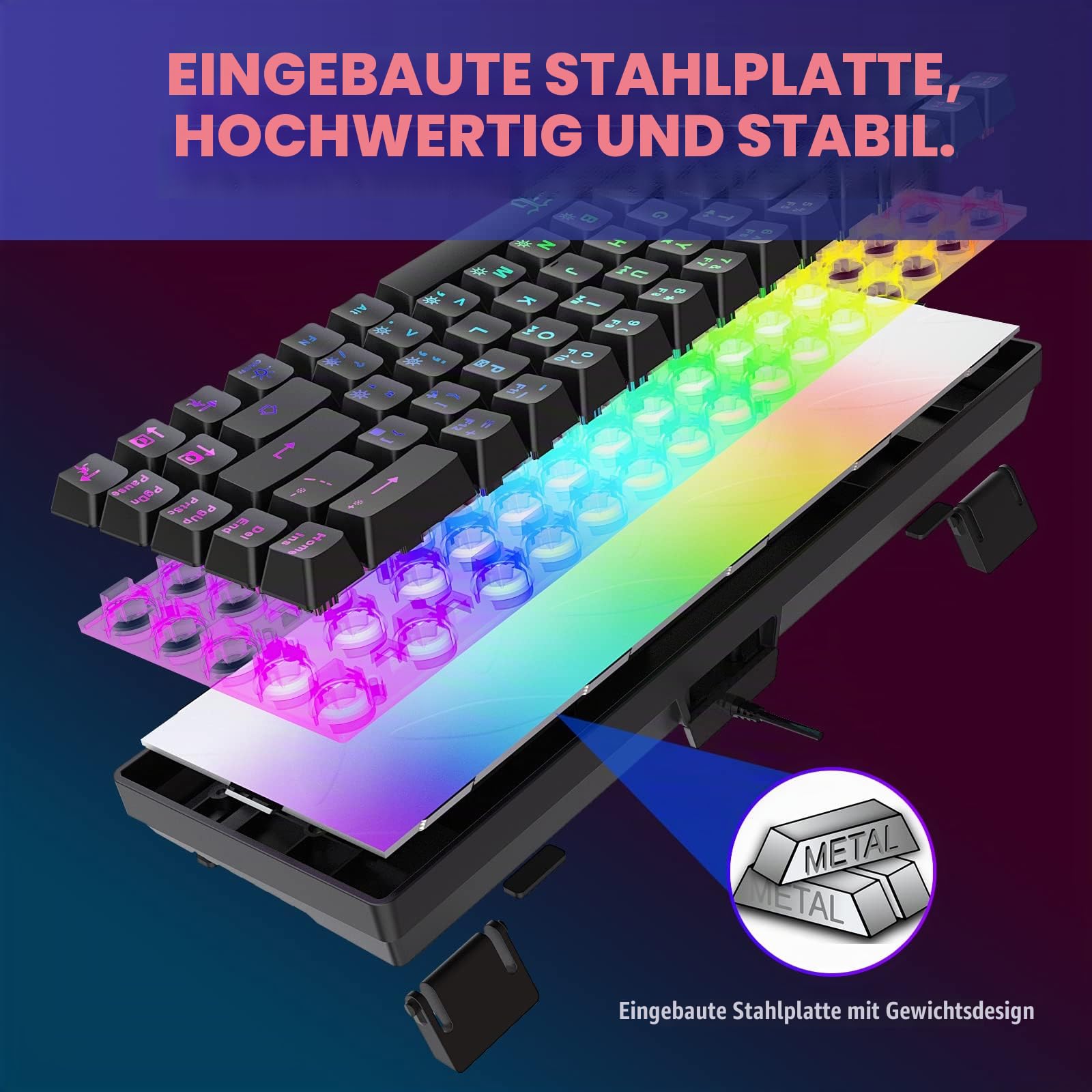 Snpurdiri 60% Percent Gaming Tastatur (schwarz 68 Tasten)