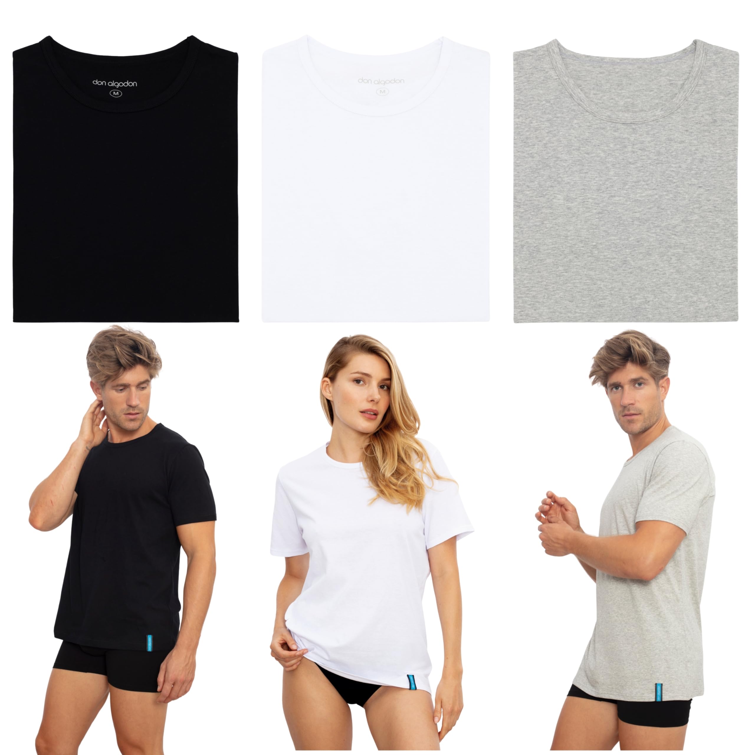 DON ALGODON | Pack 3 Camisetas Interiores 100% Algodón