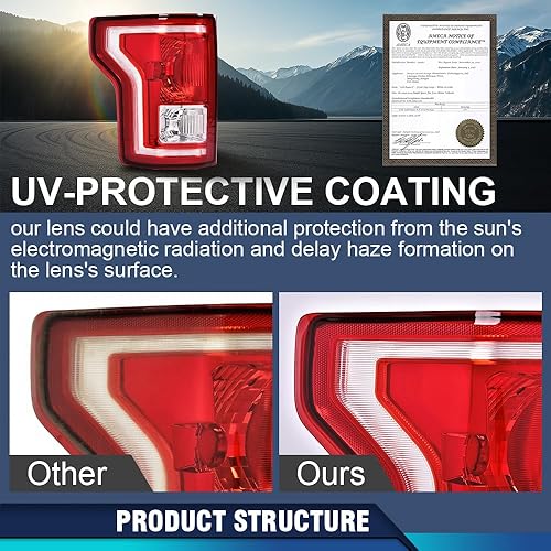 Miniatura 3 de PIT66 Conjunto de halógeno de luz trasera compatible con Ford F150 SSV 2016-2017compatible con F150 2015-2017 (submodelo Lariat, XL, XLT)