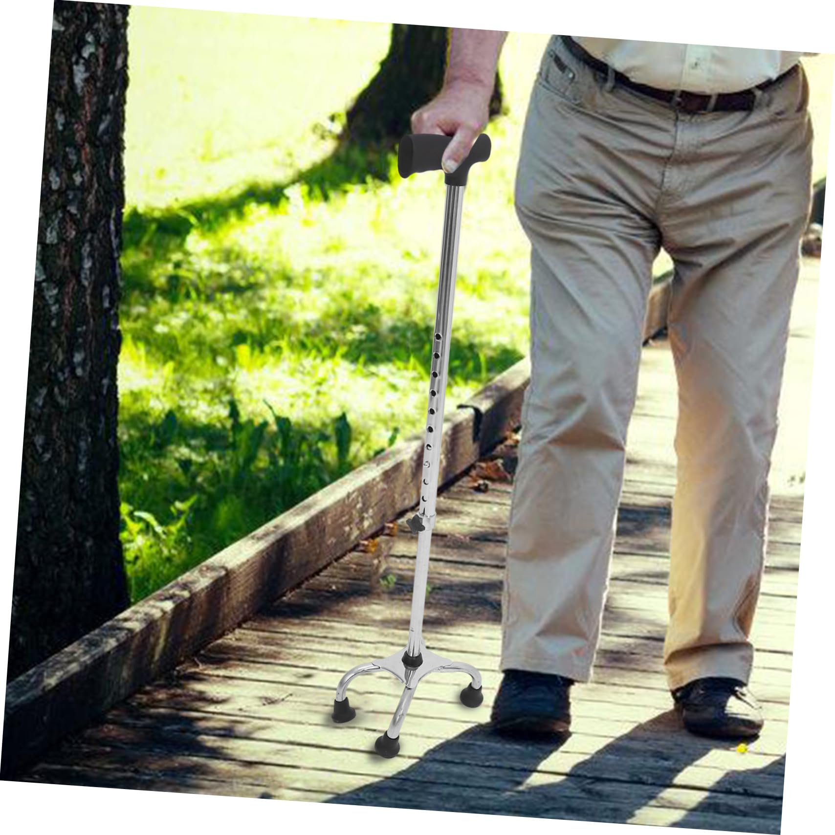 Homoyoyo Bastone Da Passeggio Regolabile in Acciaio Inossidabile Con Base Tripode Antiscivolo Per Anziani Uomo Donna Supporto Stabile Per Mobilità Interna Ed Esterna