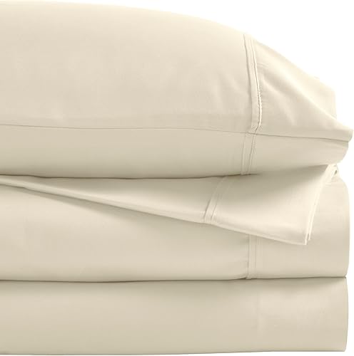 Superior Juego de sábanas de mezcla de algodón, elegante ropa de cama, juego de 6 piezas que incluye 1 sábana bajera elástica con bolsillos