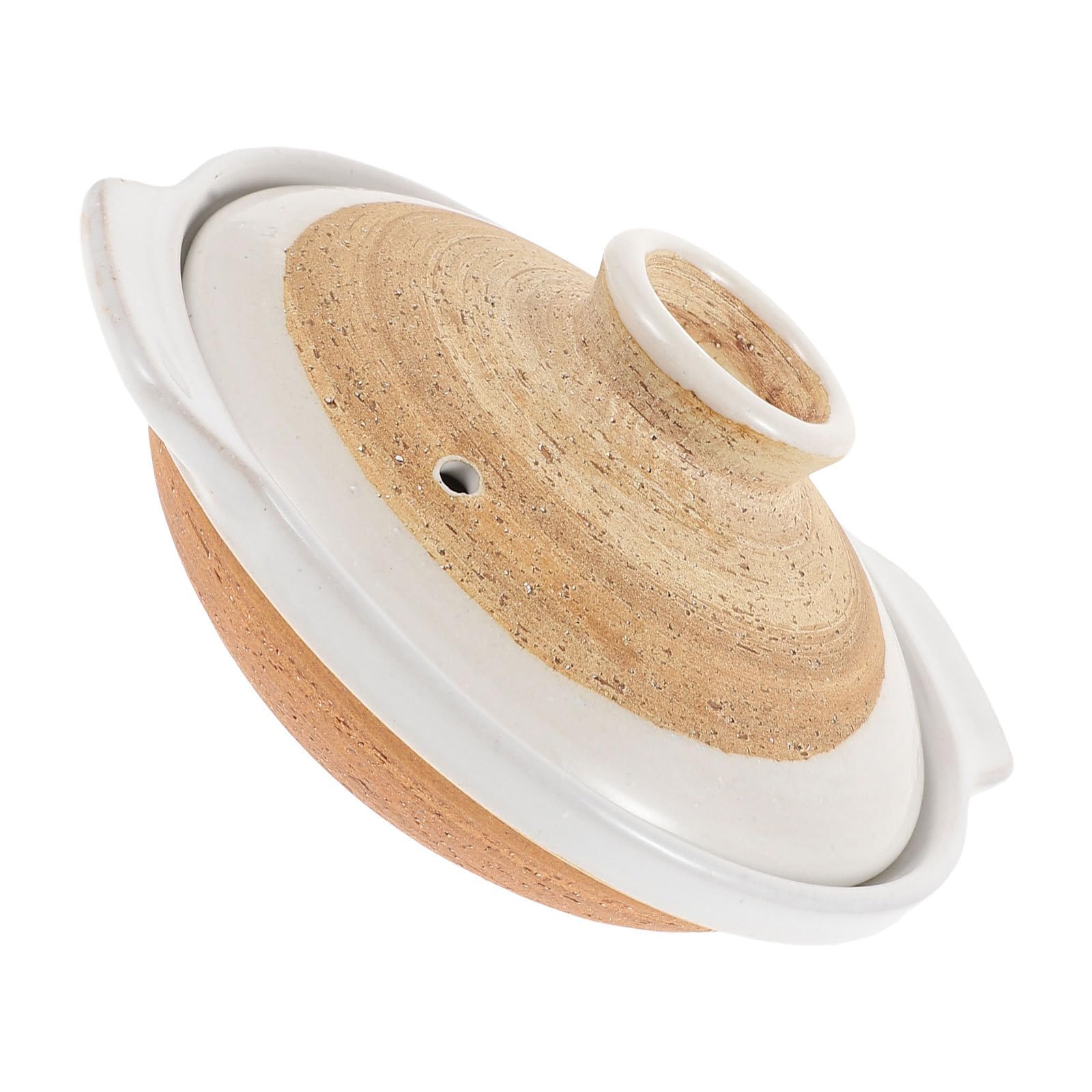 OUNONA Olla de Barro de 450ml con Tapa de Arcilla para Cocina Tradicional Asiática, Realza Sabor Auténtico y Limpieza Fácil, Adecuado para Cenas Familiares