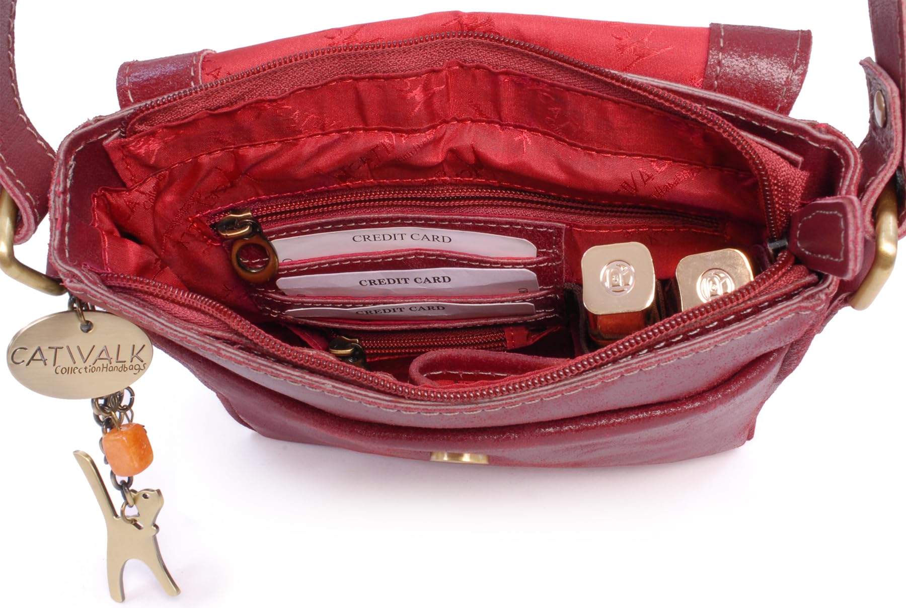 Catwalk Collection Handbags - Bolso Bandolera de Mujer - Bolso Cruzado Pequeño de Piel - Messenger Bag de Cuero Envejecido - Sabine S