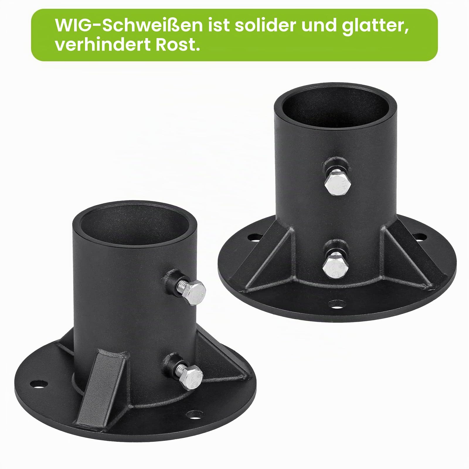 Insaga Bodenplatte für Zaunpfosten 2,5" (63 mm), schwere Ausführung, zur Befestigung von runden Pfosten (Außendurchmesser 60 mm) für Zaun/Briefkasten/Fahnenmast, inklusive Schrauben, 1 Stück
