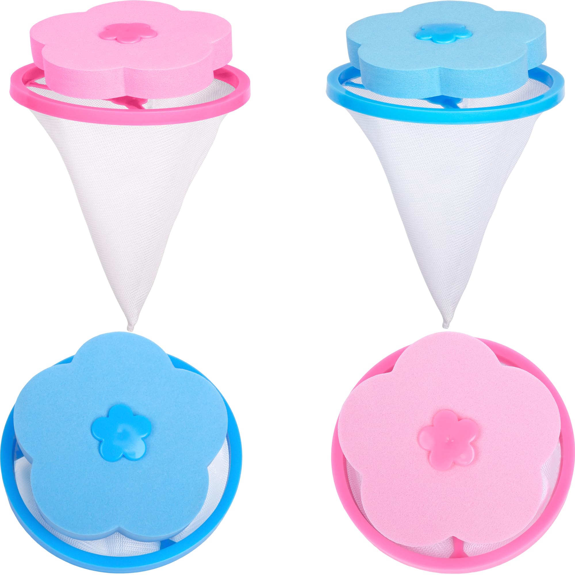 Pet Hair Remover for Laundry, 4 Pack Floating Lint Catcher for Washing Machine, Upgraded Ultra-Fine Mesh Pet Hair Catcher for Pulsator Washer, Reusable Laundry Lint Trap for Dog Cat Fur