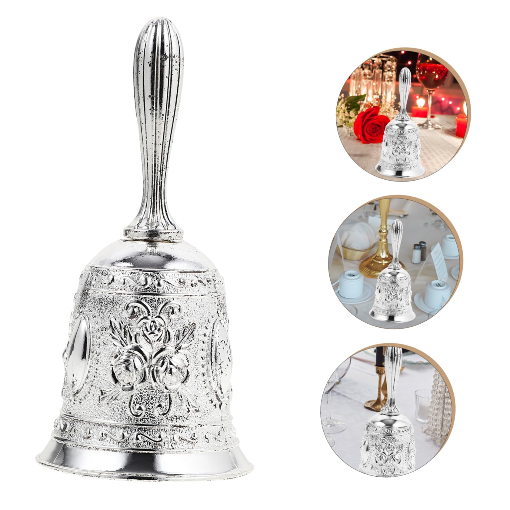Operitacx 4 Piezas Campana de Mano Retro de Metal para y Escuela Timbrador de Servicio Campana de Decorativa para Eventos y Comidas