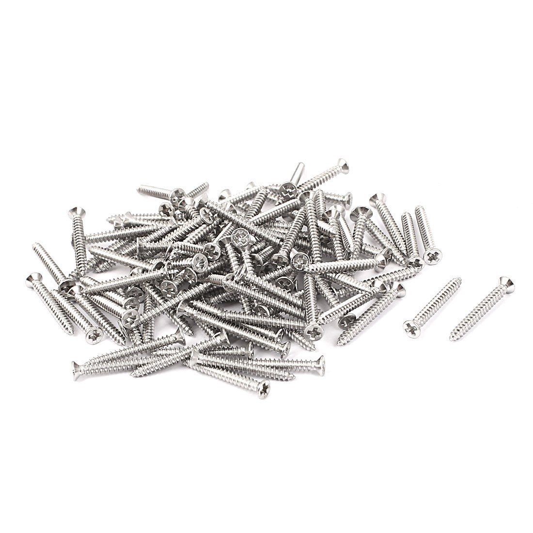 Uxcell Silver Sourcingmap M2.2 X 19Mm Phillips Flat Head Self Tapping Screw Fasteners 100 Pcs