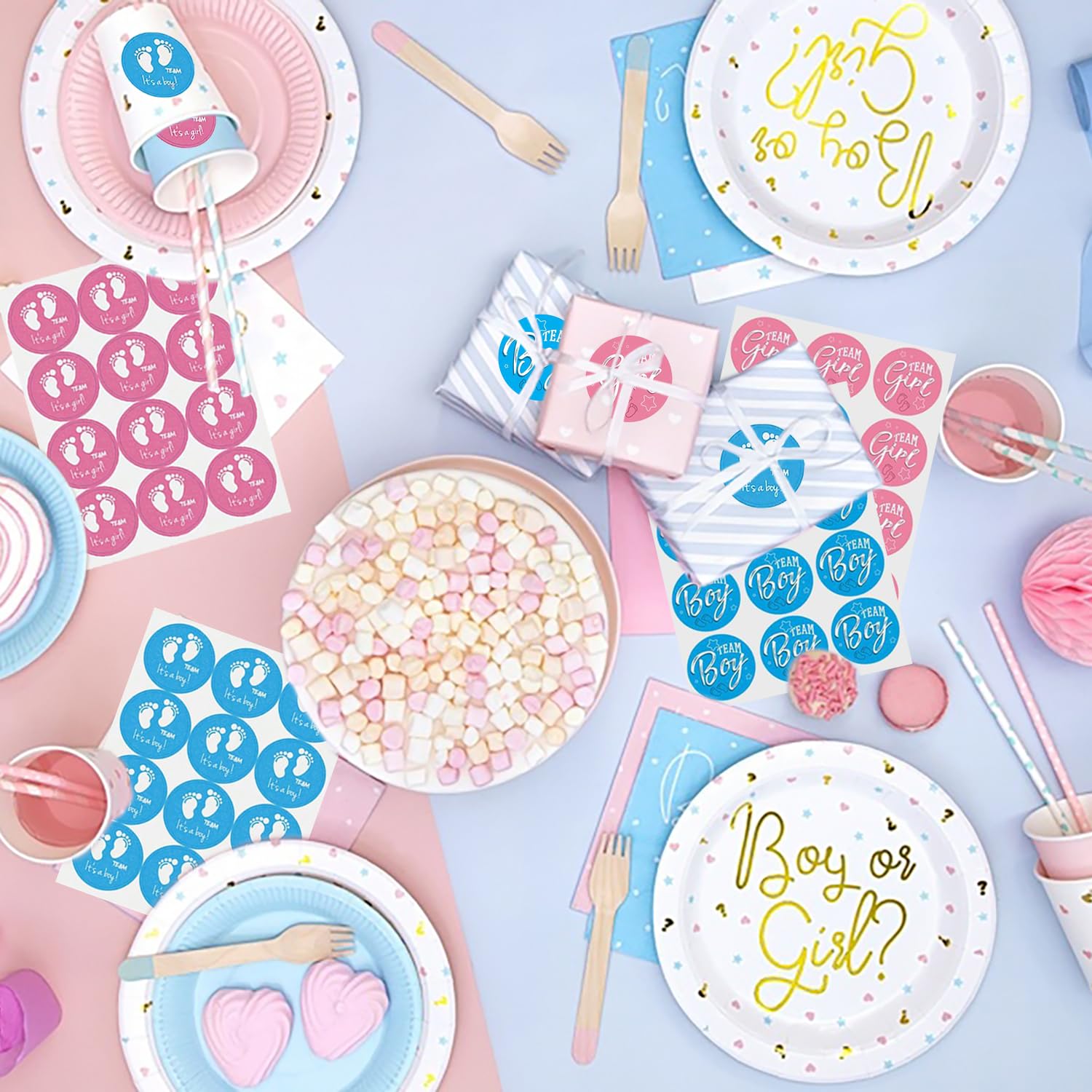 TRKETK 144 Pieces Gender Reveal Sticker - Image 3