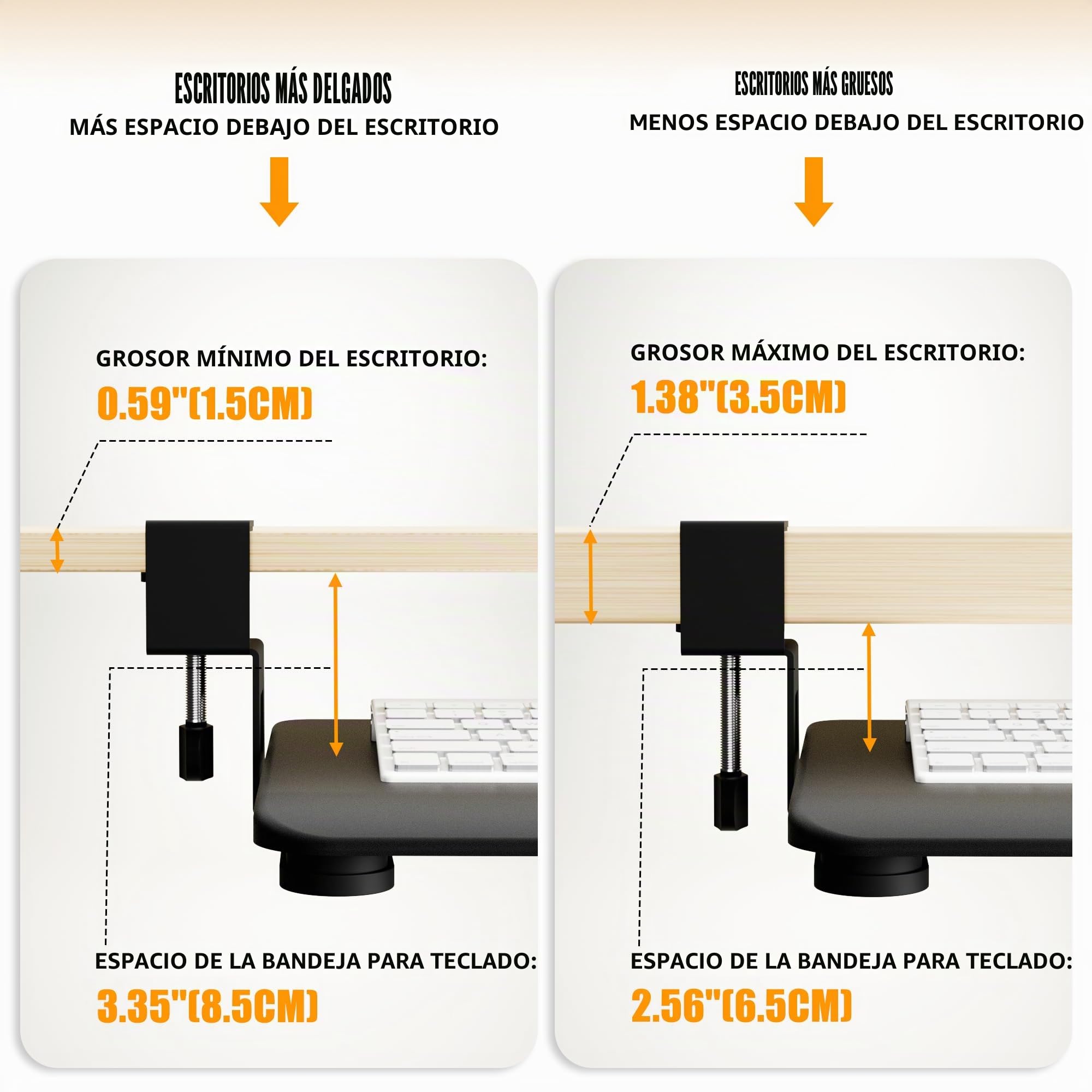ERGOMAKER Bandeja para teclado debajo del escritorio, escritorio pequeño para computadora con bandeja de teclado de 25.6 x 11.8 pulgadas, cajón deslizante estable para escribir, color negro